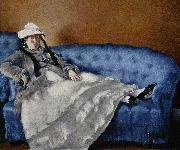 Edouard Manet Portrat der Frau Manet auf blauem Sofa oil on canvas